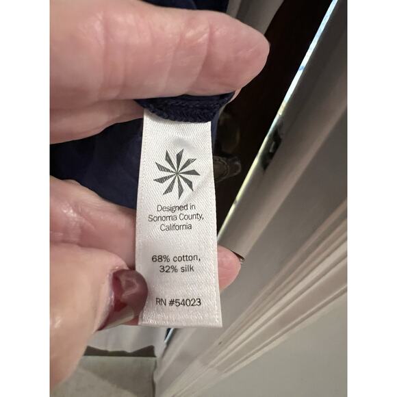 Athleta Blue White Striped Button Up Tie Dye Swim Cover Up Silk Blend Sz M - Picture 8 of 9